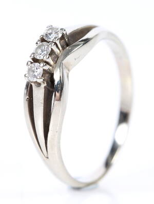 Vintage brillantring 14 kt hvidguld.