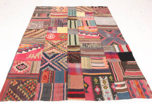 Orientmatta, flatvävd, Patchwork, 240x180 cm