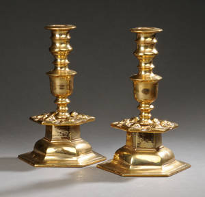 Et par store lysestager af messing, 1800-tallet 2