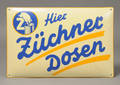 Hier Zücker Dosen. Skilt af emalje.