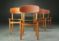 Børge Mogensen. Fire skalstole af teak og eg, model 122