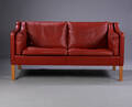 Børge Mogensen. To-pers. sofa. Rød læder