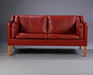 Børge Mogensen. To-pers. sofa. Rød læder