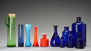 Samling vaser bl.a Holmegaard 11