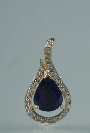 Brillant- og safir vedhæng ca. 0,18 ct.