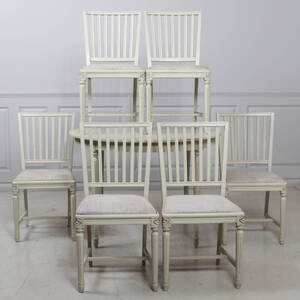 MATSALSMÖBEL, 7 delar, gustaviansk stil, 1900-tal