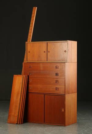 Reolsystem af teak, 1950erne, dansk møbelproducent