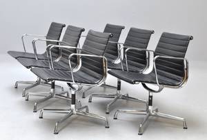 Charles Eames. Sæt på seks armstole, model EA-108