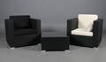 Havemøbler. Loungestole samt bord i sort polyrattan. 3