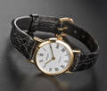 Anker Damenuhr 14 kt Gelbgold mit Lederband