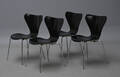 Arne Jacobsen sæt på fire stole model 3107 Syveren 4