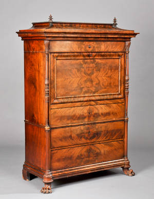 Christian VIII, sekretær af mahogni, ca. 1850