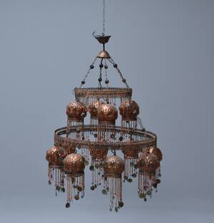 Loftslampe samt to tilh. væglamper i arabisk stil 3