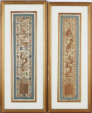 Sidenbroderier på satin Kina