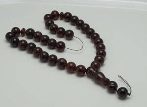 Bedekæde med ant. varmebehandlede ravperler