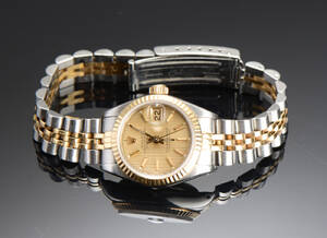 Vintage Rolex Oyster Perpetual Datejust, damearmbåndsur af guld og stål