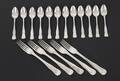 Kaffeskedar 12st samt bordsgafflar 5st, silver, 1900-tal