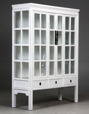 Vitrineskab, hvid antikbemaling