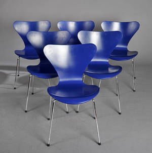 Arne Jacobsen. Seks stole, Syveren, model 3107 6