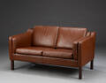 To-personers sofa, brun læder  