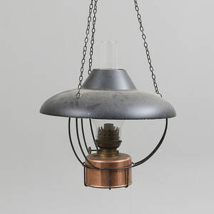 HÄNGFOTOGENLAMPA, glasmetal,, 1900-tal.