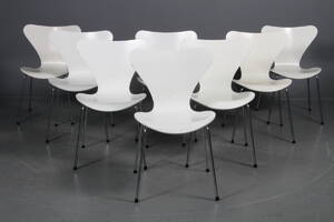 Arne Jacobsen. Otte stole Syveren, model 3107 8 Denne vare er sat til omsalg under nyt varenummer 4462223