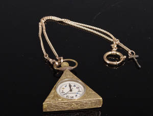 Fickur med frimurarsymboler samt kedja, 1900-tal