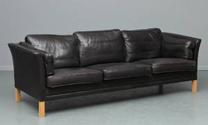 Sort lædersofa, 3 personers