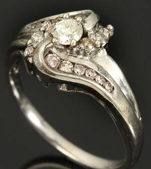 Vintagering, 14 kt hvidguld