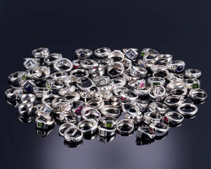 Samling ringe af sterlingsølv. 84