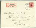 AFA 87 1918. Provisorium, 277 Øre, rød. Rekommanderet brev sendt fra KJØBENHAVN 31.10.1918 til Stockholm, Sverige.