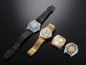 Samling af fire armbåndsure - Yema, Arpco, Norton, Rila 4
