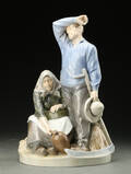Royal Copenhagen  Chr. Thomsen. Høstfolk, figur af porcelæn, 1. sort. 