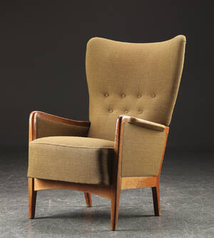 Fritz Hansen. Højrygget lænestol, 1940erne
