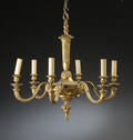 Seksarmet lysekrone af messing, 1900-tallet begyndelse Denne vare er sat til omsalg under nyt varenummer 4267804