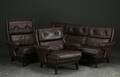 Sofa samt par lænestole, læder 3