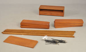 Væghængt reolsystem af teak, 1960erne