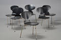 Arne Jacobsen, Sæt på 6 stole, Myren, sort , 195060erne 6