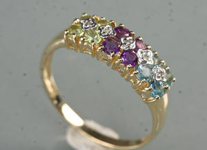 Multicolour og diamant ring
