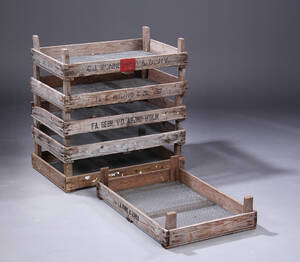 Vintage industrial, seks gamle frugtkasser 6