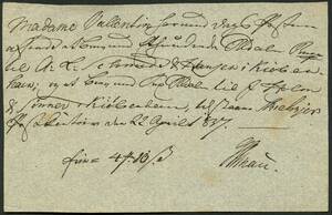 1837. To Postbeviis for værdibreve. Begge udstedt på Skielskjør Postexpedition hhv. 1837 og 1868.