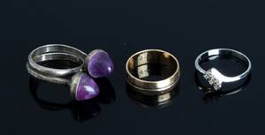 Tre ringe, sterling sølv og 14 kt guld- og hvidguld 3