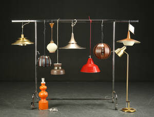 Samling div. lamper af glas og metal 10