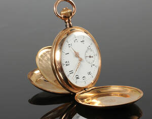 Dobbeltkapslet lommeur af 14 kt guld