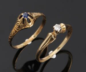 Vintage ringe, 14 kt guld og hvidguld 2