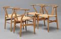 Hans J. Wegner. Sæt på fire Y-stole i patineret eg 4