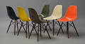 Charles Eames. Sæt på seks skalstole, multicolor, model DSW. 6 