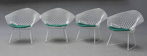 Harry Bertoia. Sæt på fire Vintage Diamond Lounge chairs lænestole 4 