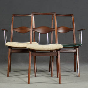 Stühle  Esszimmerstühle,Teakholz mit Armlehnen, 1950er Jahre 3 