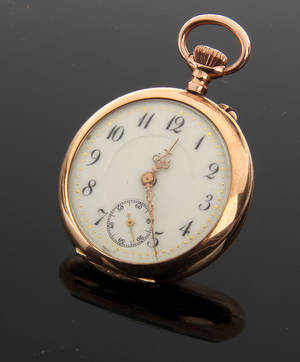 Enkelkapslet lille lommeur af 14 kt. guld